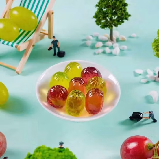 도매 새로운 창조적 인 제품 Gummi 사탕 달콤한 아이 퍼지 젤리 Peelable 샌드위치 바나나 망고 과일 모양 8d 거미 사탕